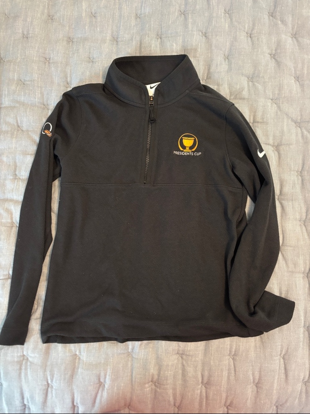 Nike Black Presidents Cup Half-Zip Pullover with Gold Logo